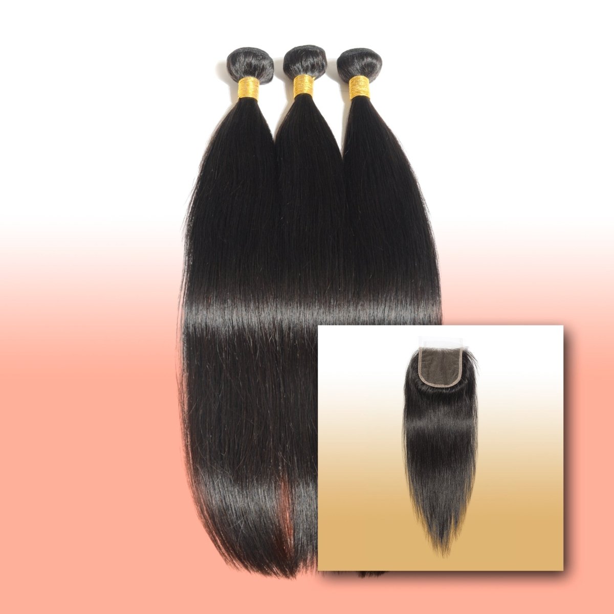Virgin Bundle Deals W/ Closure - Sandras Luxury StudiosVirgin StraightBundles Deal 1 (14”, 16”, 18”) + 14” Closure
