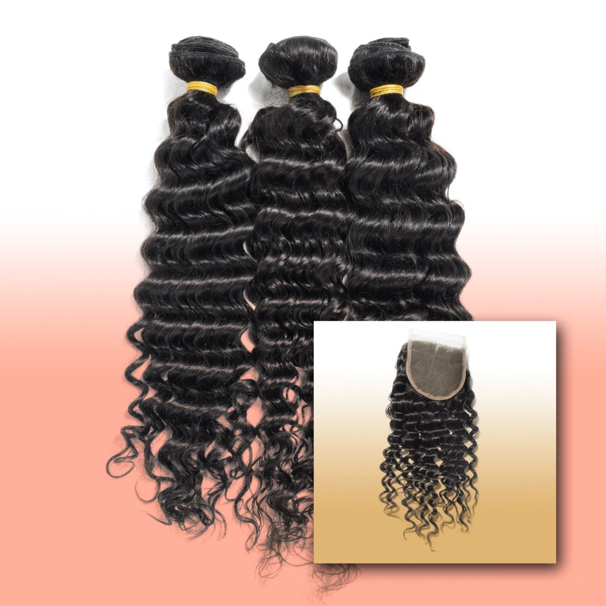 Virgin Bundle Deals W/ Closure - Sandras Luxury StudiosVirgin Deep WaveBundles Deal 1 (14”, 16”, 18”) + 14” Closure
