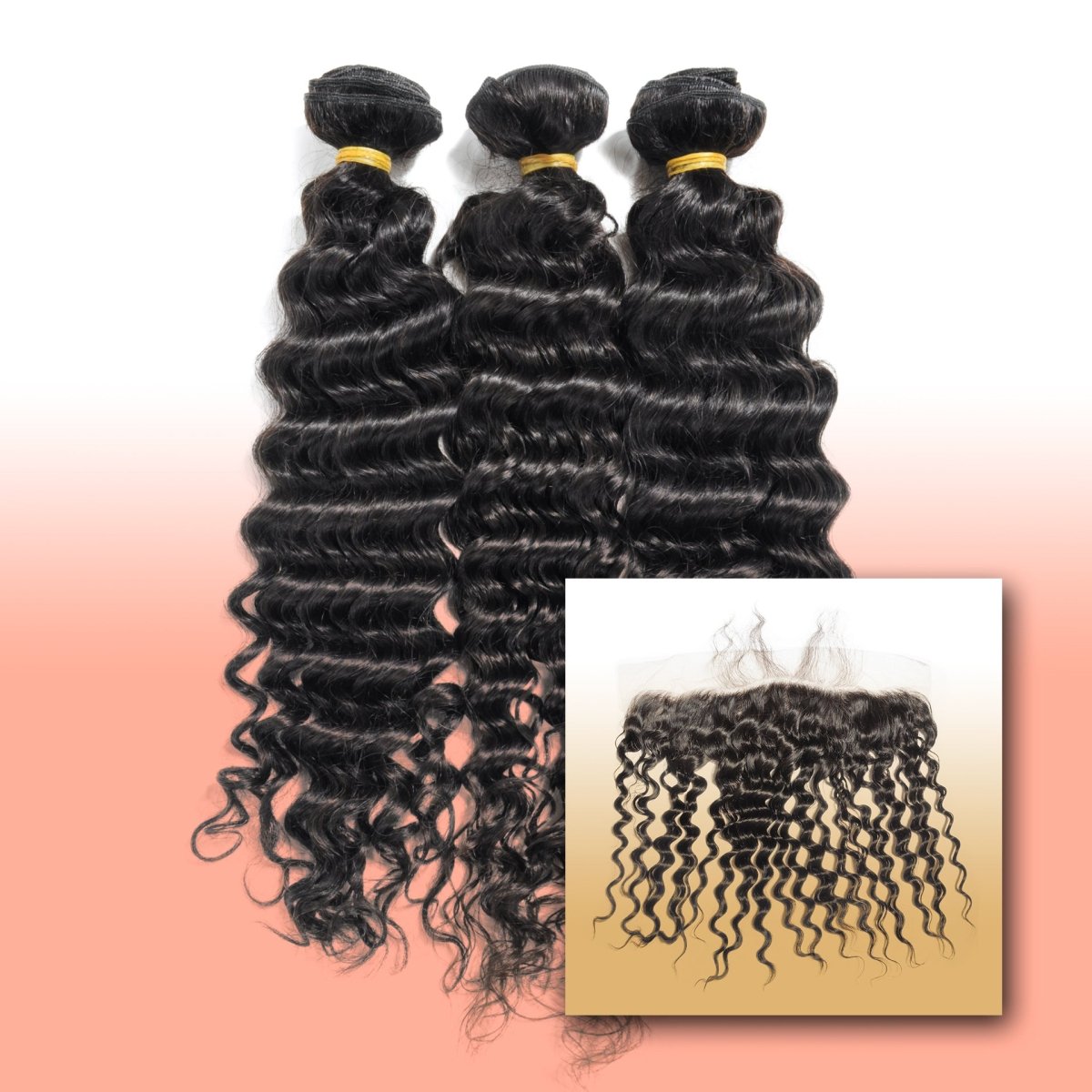 Virgin Bundle Deals W/ Frontal - Sandras Luxury StudiosVirgin Deep WaveBundles Deal 1 (12”, 14”, 16”) + 12” Frontal