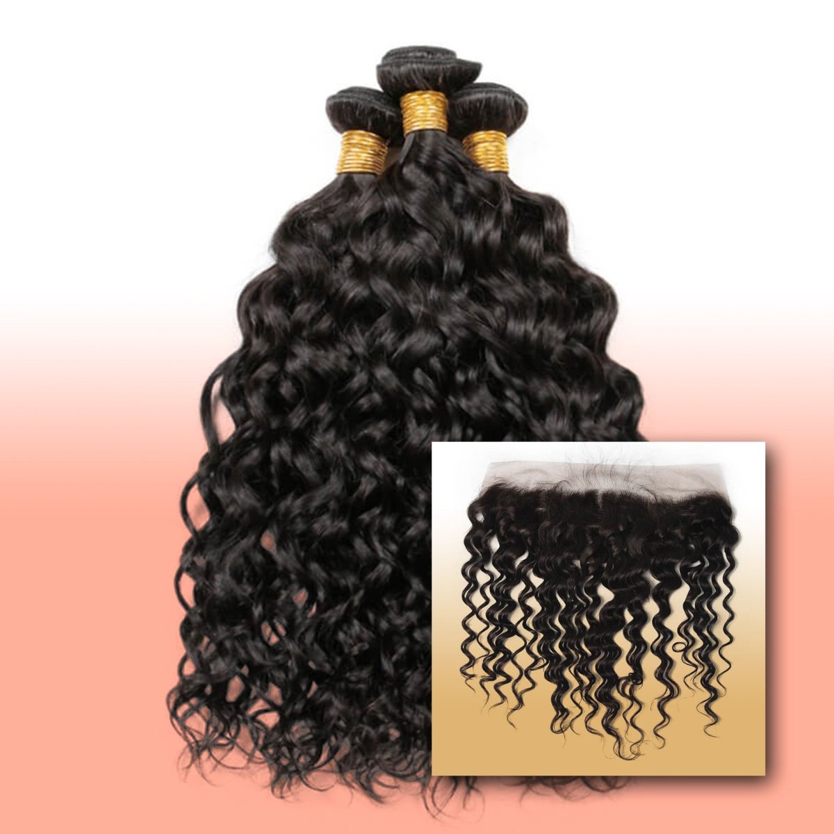Virgin Bundle Deals W/ Frontal - Sandras Luxury StudiosVirgin Water WaveBundles Deal 1 (12”, 14”, 16”) + 12” Frontal